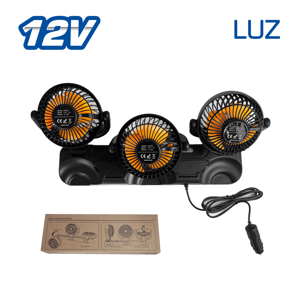 VENTILADOR 12V TRIPLE CON LUZ ALTA VELOCIDAD – SF-25202