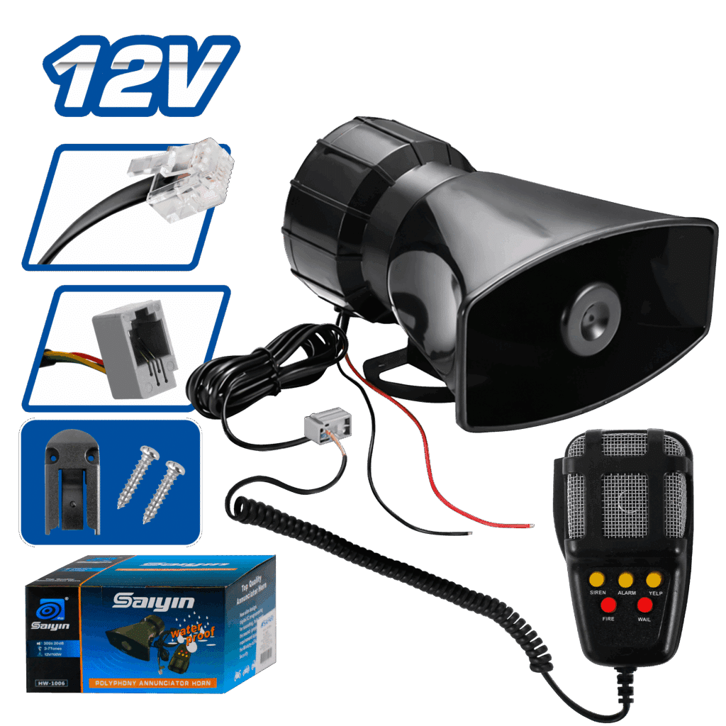 SIRENA POLICIAL MULTI FUNCIONES CON MICROFONO – SF-25205