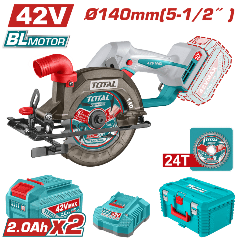 SIERRA CIRCULAR 42V BL 6300RPM 140MM 2X2.0AH +ACC MALETIN INDUSTRIAL – TSLI4214012