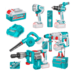 COMBO (5EN1) 20V ROTOMARTILLO + DEMOLEDOR + TALADRO + LINTERNA + SOPLADOR 2X4.0AH +ACC INDUSTRIAL - TOSLI251083