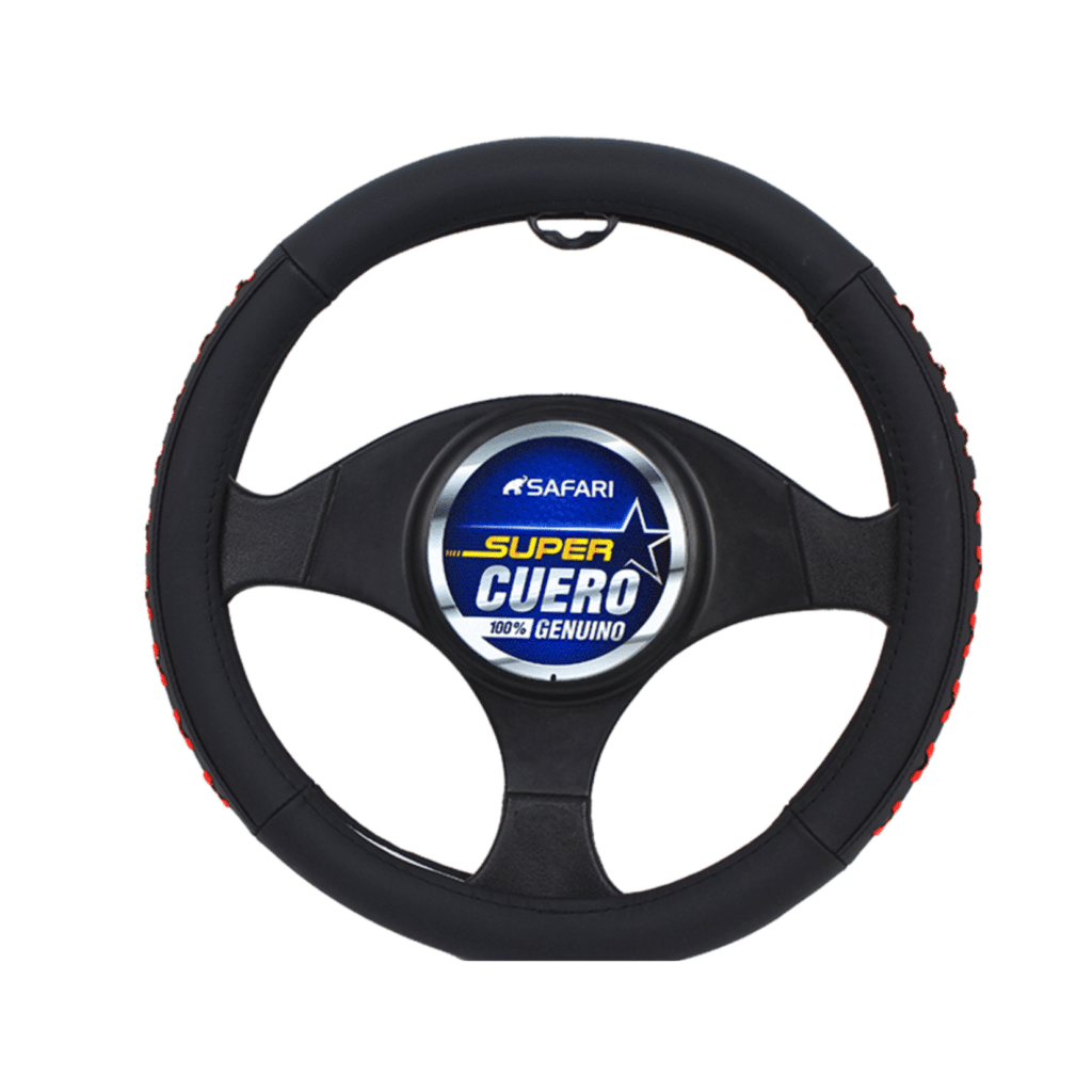 CUBRE VOLANTE CUERO GEN NEGRO DETALLES ROJOS – SFW2024RD