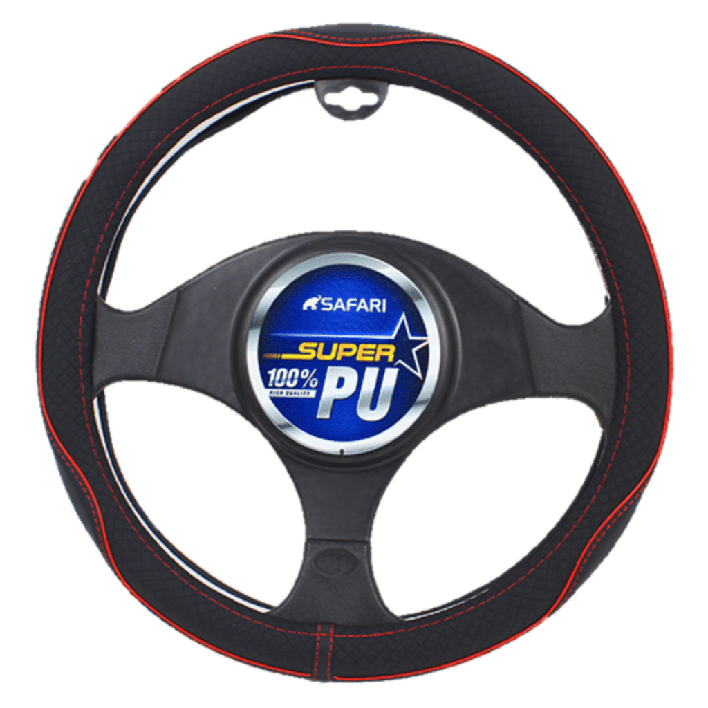 CUBRE VOLANTE CUERO GEN NEGRO DETALLES ROJOS – SFSW2205RD