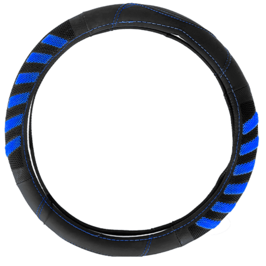 CUBRE VOLANTE PU 38CM 600G NEGRO+AZUL – SF-25110 BL