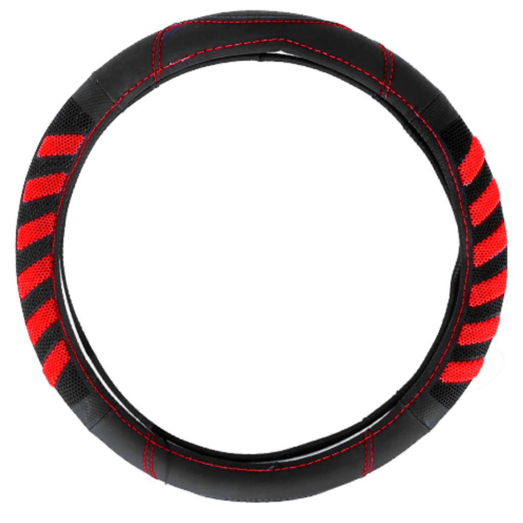 CUBRE VOLANTE PU 38CM 600G NEGRO+ROJO – SF-25110 RD