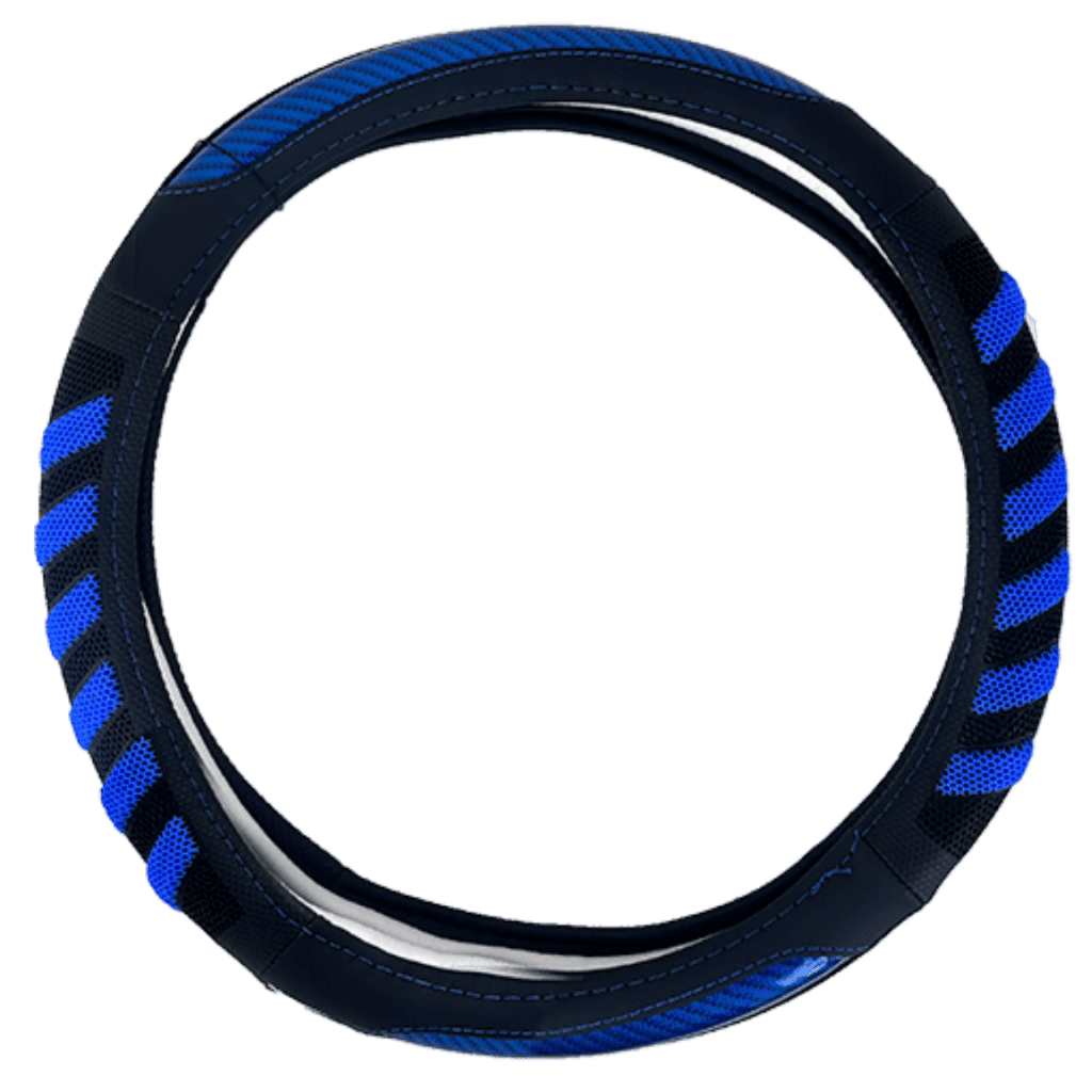 CUBRE VOLANTE PU 38CM 600G NEGRO+AZUL – SF-25111 BL