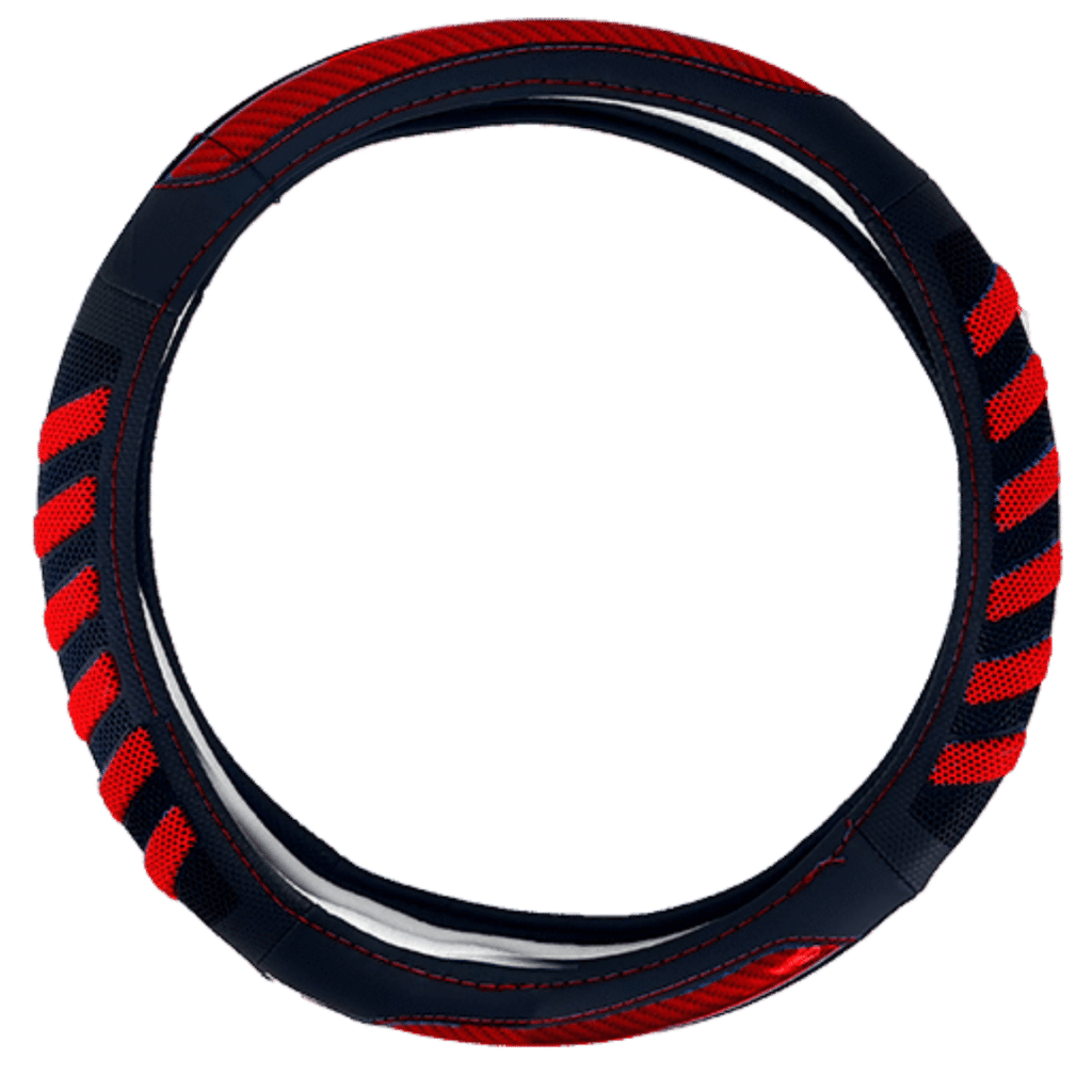 CUBRE VOLANTE PU 38CM 600G NEGRO+ROJO – SF-25111 RD