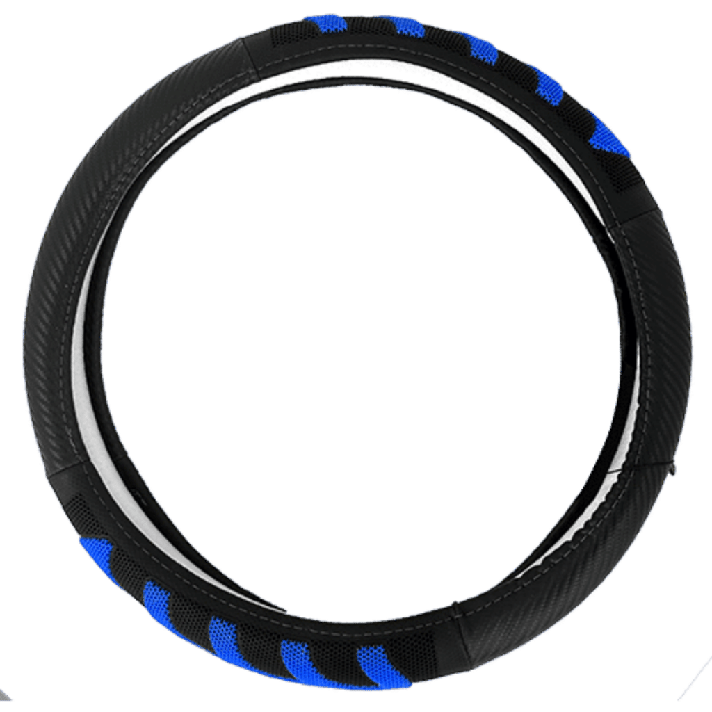 CUBRE VOLANTE PU 38CM 600G NEGRO+AZUL – SF-25112 BL