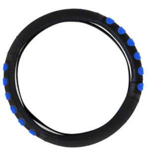 CUBRE VOLANTE PU 38CM 600G NEGRO+AZUL - SF-25113-BL