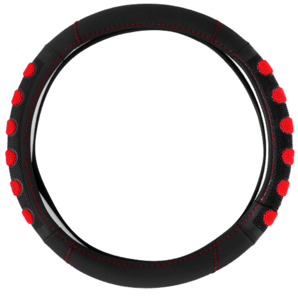 CUBRE VOLANTE PU 38CM 600G NEGRO+ROJO – SF-25113-RD