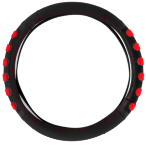 CUBRE VOLANTE PU 38CM 600G NEGRO+ROJO - SF-25113-RD