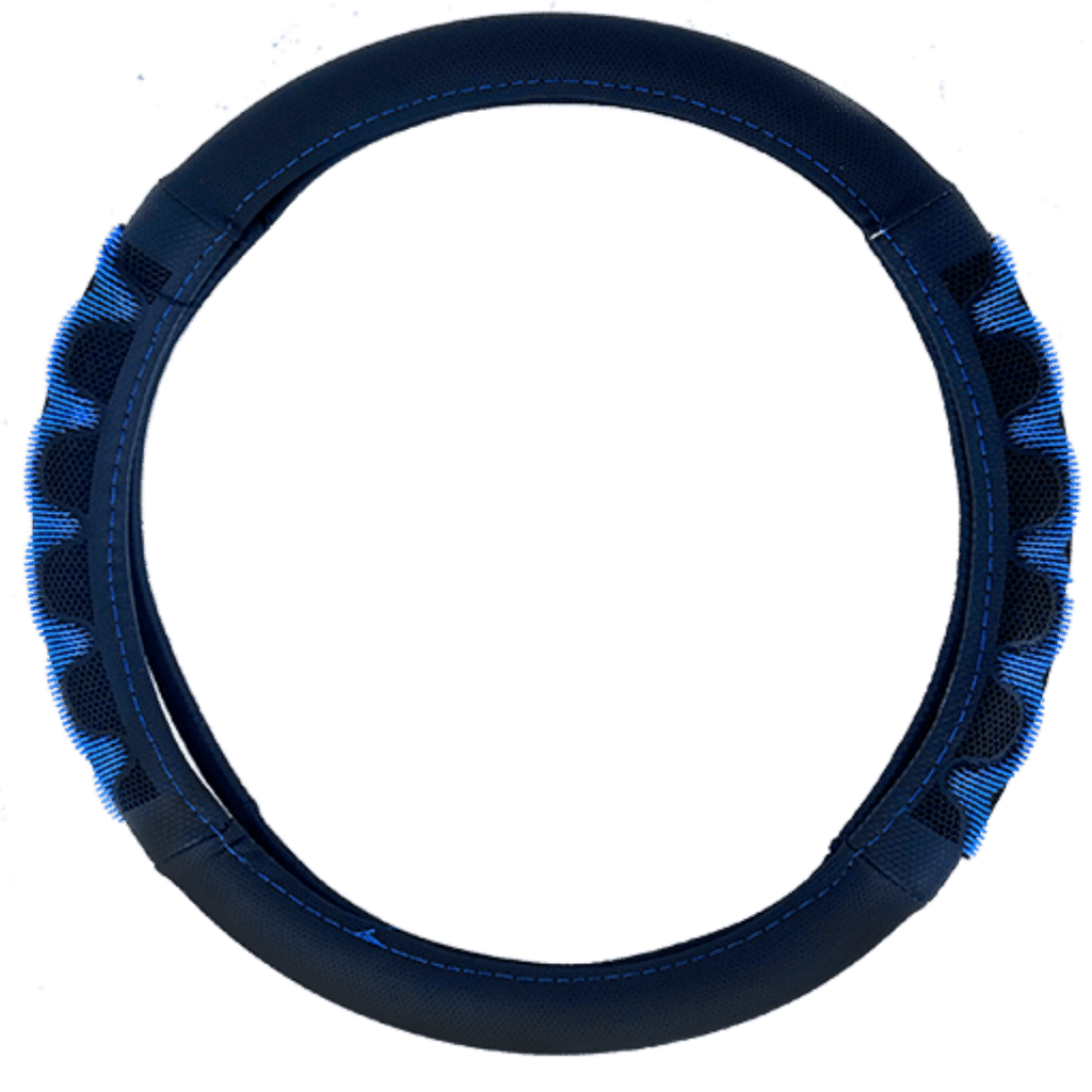 CUBRE VOLANTE PU 38CM 600G NEGRO+AZUL – SF-25114 BL