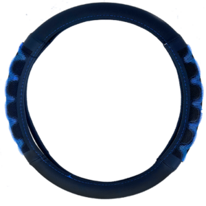 CUBRE VOLANTE PU 38CM 600G NEGRO+AZUL - SF-25114 BL