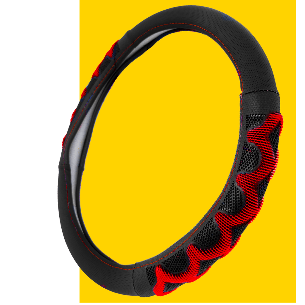 CUBRE VOLANTE PU 38CM 600G NEGRO+ROJO – SF-25114 RD