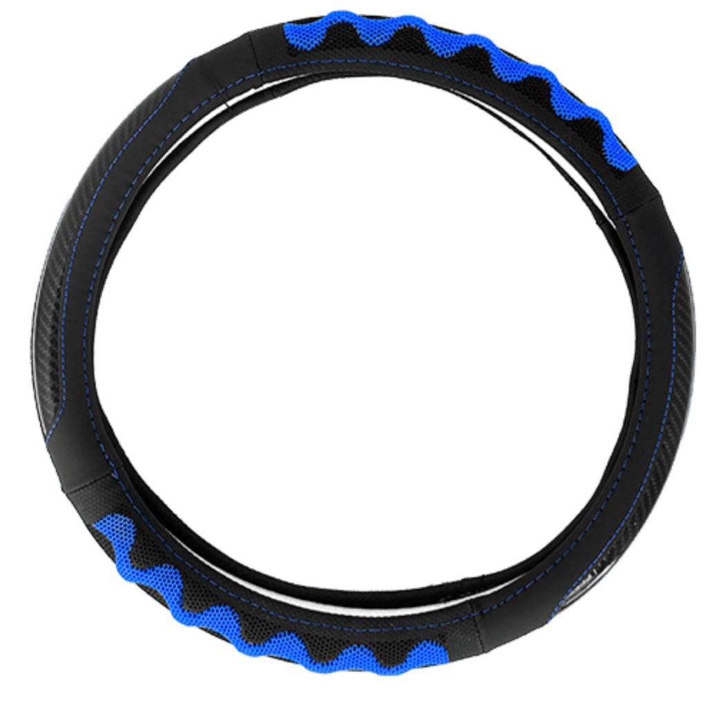 CUBRE VOLANTE PU 38CM 600G NEGRO+AZUL – SF-25115 BL