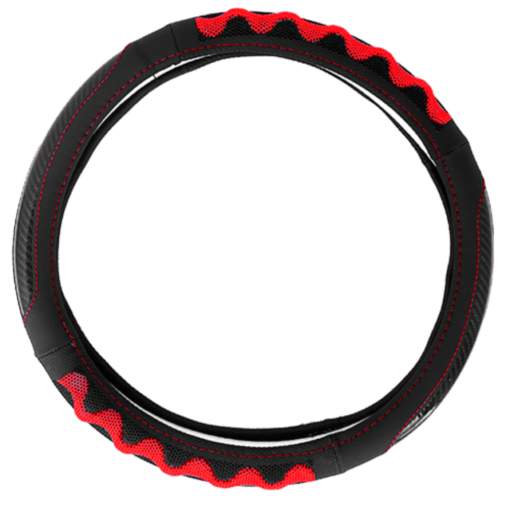 CUBRE VOLANTE PU 38CM 600G NEGRO+ROJO – SF-25115 RD