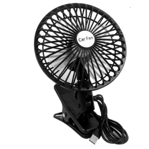 VENTILADOR PARA AUTO/CAMIONETA 12V 7W 6'' TYPE-USB C/CLIP NEGRO - SF-25123