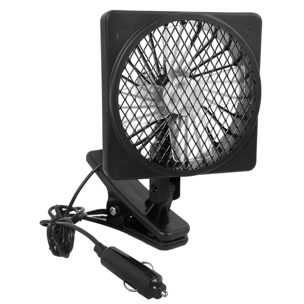 VENTILADOR PARA AUTO/CAMIONETA 12V 7W 6» TYPE-USB C/CLIP NEGRO – CUADRADO – SF-25124