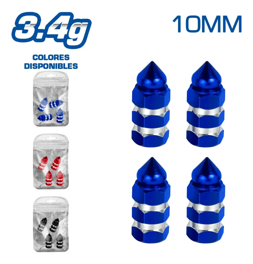 TAPA DE VALVULA DEPOR 10MM 3.4G 4PCS/BOLSA -COLORES – SF-25139