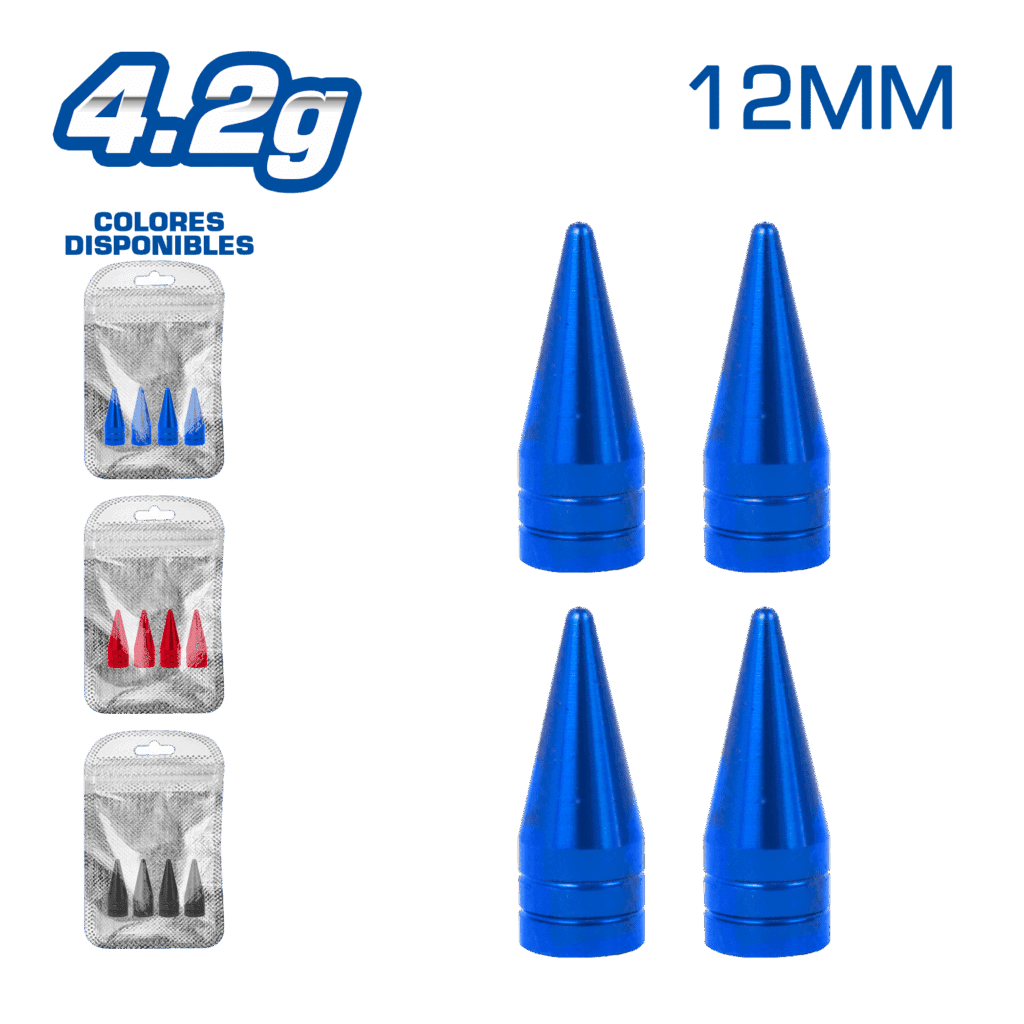 TAPA DE VALVULA DEPOR 12MM CONICO 4PCS/BOLSA -COLORES – SF-25153