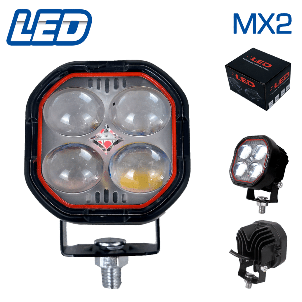 LUZ LED LENTE FOCAL ALTA/BAJA MX4 MOTO TREVOL DUO COLOR – SF-25183