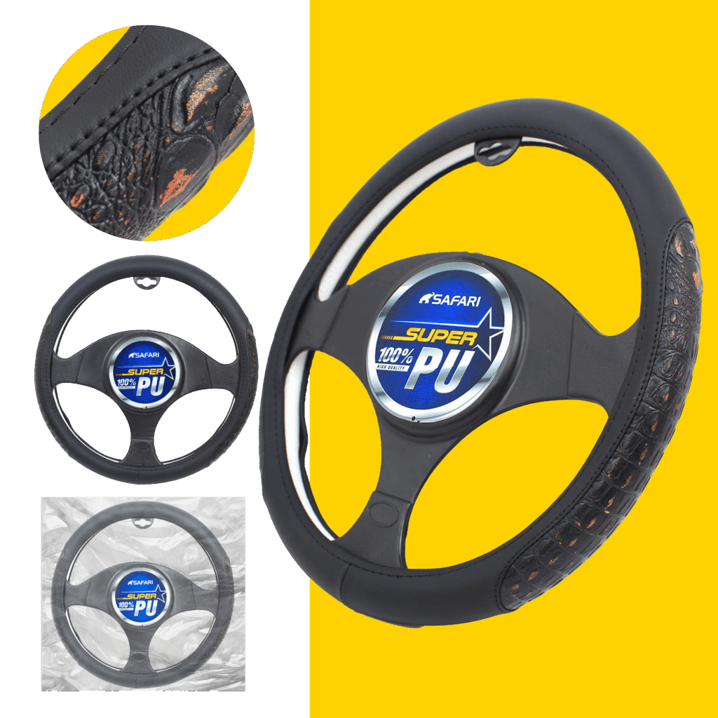 CUBRE VOLANTE CUERO GEN NEGRO DETALLES MARRON – SFSW2202BR