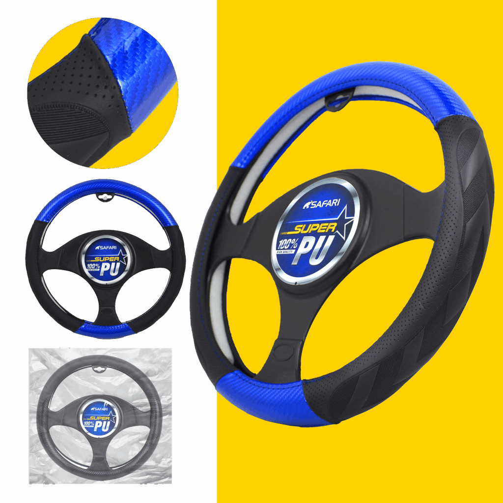 CUBRE VOLANTE CUERO GEN NEGRO DETALLES AZULES – SFSW2204BL