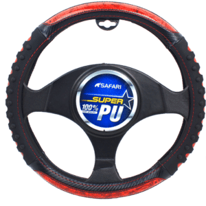 CUBRE VOLANTE CUERO GEN NEGRO DETALLES ROJOS - SFSW2301RD