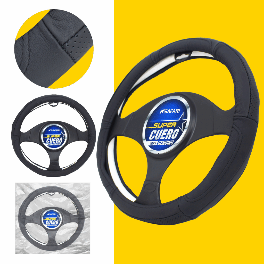 CUBRE VOLANTE CUERO GEN BK/DETALLES BK SEMIVENTILADO – SFW-18002BK