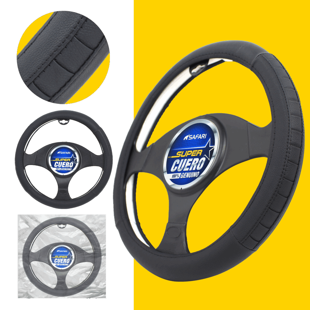 CUBRE VOLANTE CUERO GEN BK CON TEXTURA NEGRA 2D – SFW-18014BK