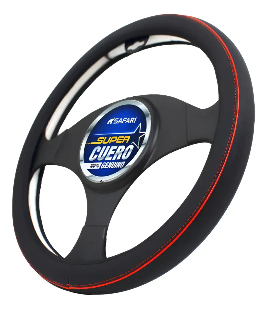 CUBRE VOLANTE CUERO GEN BK/LINEA ROJA BRILLANTE – SFW-18017BK