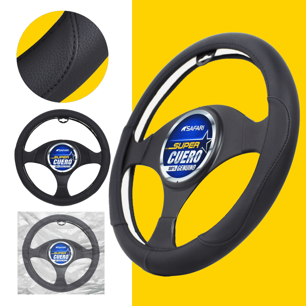 CUBRE VOLANTE CUERO GEN BK/DETALLES BK – SFW-18020BK