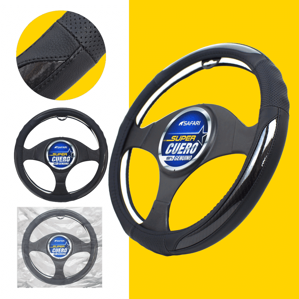 CUBRE VOLANTE CUERO GEN NEGRO 3D CARBON – SFW-N1801BK