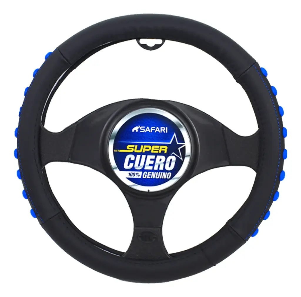 CUBRE VOLANTE CUERO GEN NEGRO DETALLES AZULES – SFW2205BL