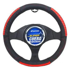 CUBRE VOLANTE CUERO GEN NEGRO DETALLES ROJOS - SFW2208RD