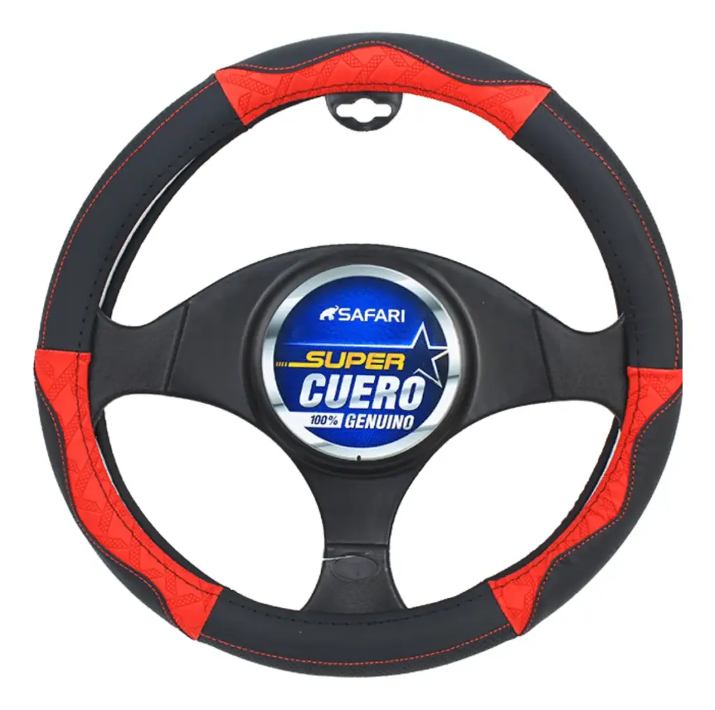 CUBRE VOLANTE CUERO GEN NEGRO DETALLES ROJOS – SFW2304RD