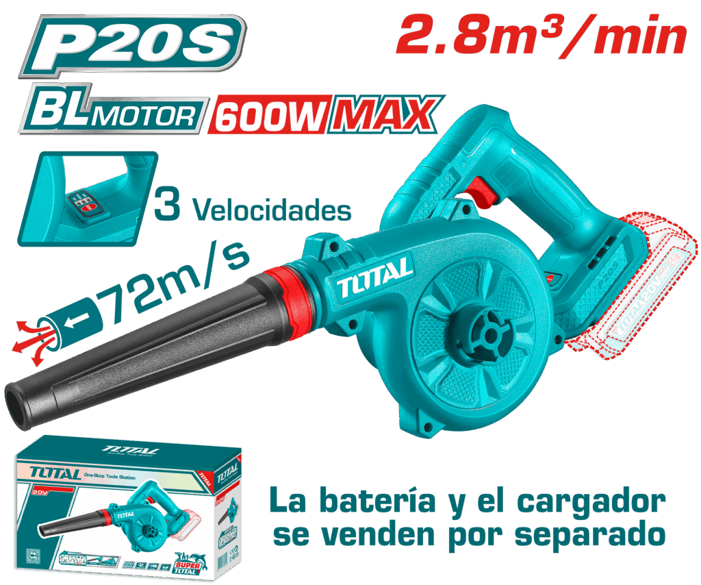 SOPLADORA BRUSHLESS 20V 2.8M3/MIN 13000/16000/19500RPM 72M/S – TABLI2068