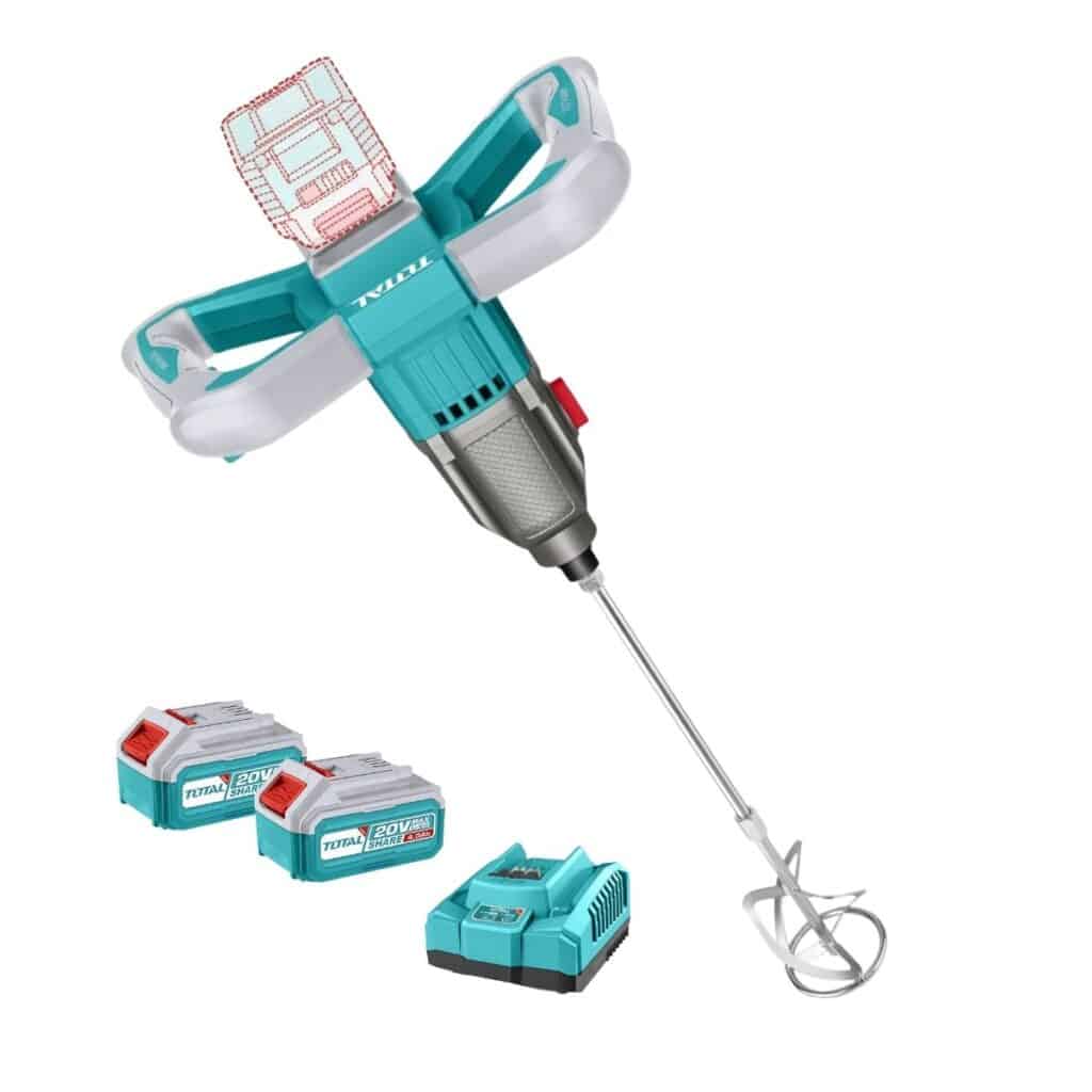 MEZCLADORA DE CEMENTO Y PINTURA  BL MOTOR 20V 0-800RPM M14 2X4.0AH  INDUSTRIAL TOTAL – TMXLI20162