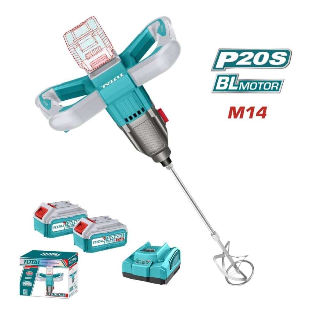 MEZCLADORA DE CEMENTO Y PINTURA  BL MOTOR 20V 0-800RPM M14 2X4.0AH  INDUSTRIAL TOTAL – TMXLI20162