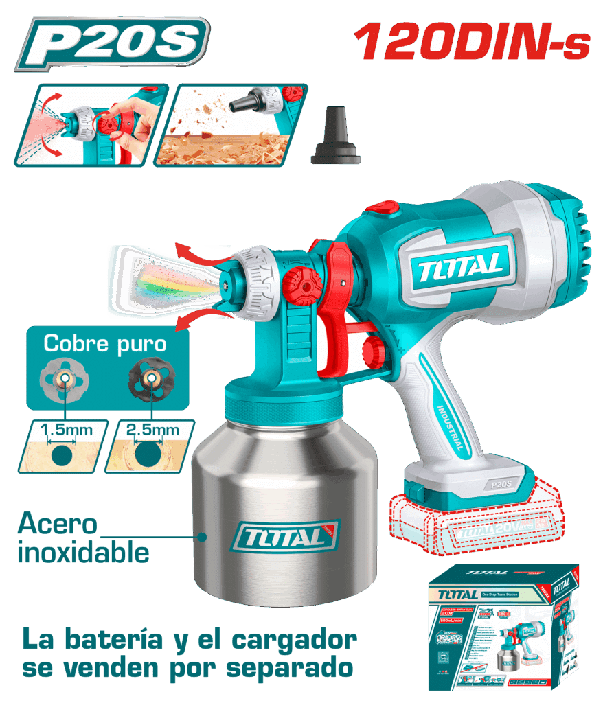 PISTOLA PINTAR 20V 800ML/MIN 120DIN-S CAP:1000ML TANQUE METAL – TSGLI20041