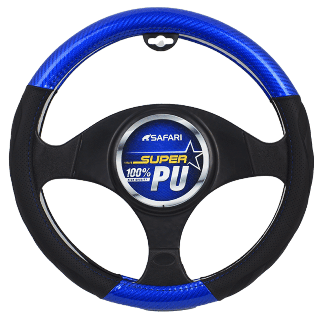 CUBRE VOLANTE CUERO GEN NEGRO DETALLES AZULES – SFSW2204BL