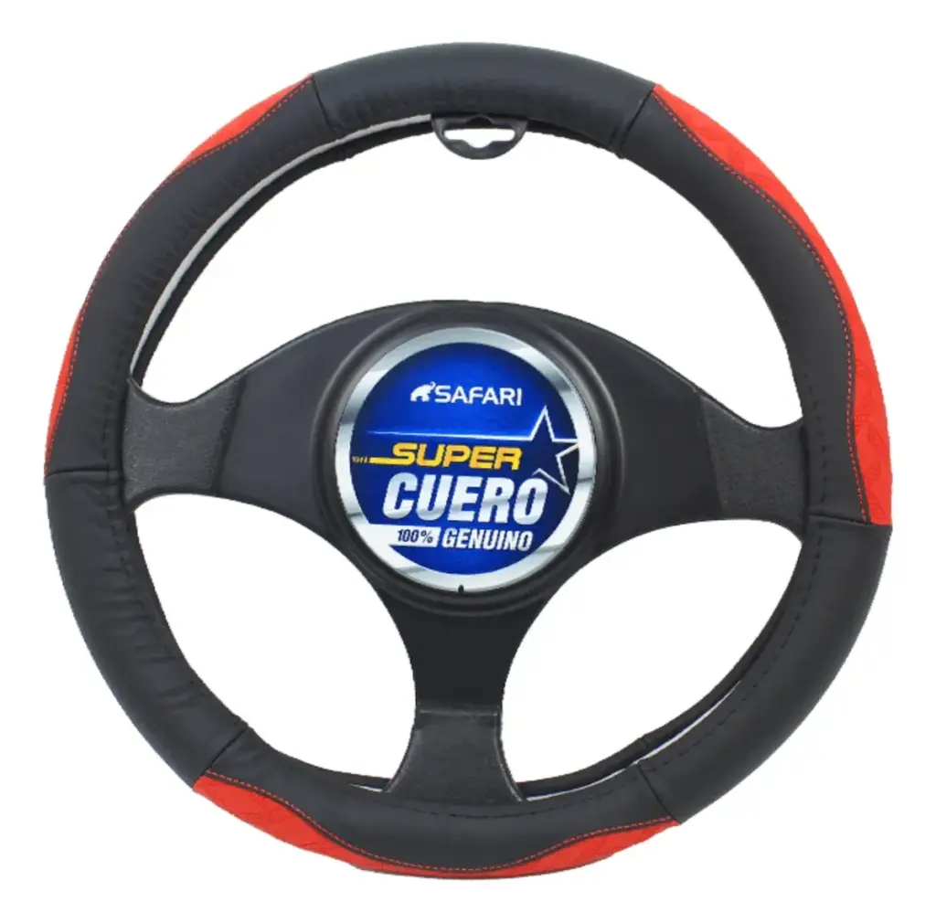 CUBRE VOLANTE CUERO GEN NEGRO DETALLES ROJOS – SFW2302RD