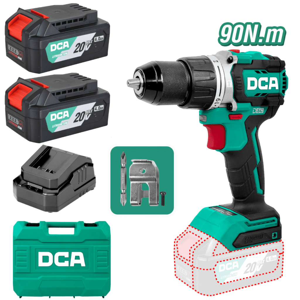 TALADRO PERCUTOR 20V BRUSHLESS 13MM 90N.M (19+2) B:2X4.0AH MALETIN – ADJZ2090IEM