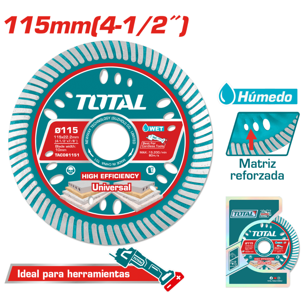 DISCO DIAMANTADO ULTRA-DELGADO 1.6MM 115MMX22.2MM 75CR1 HOJA:10MM INDU – TAC061151