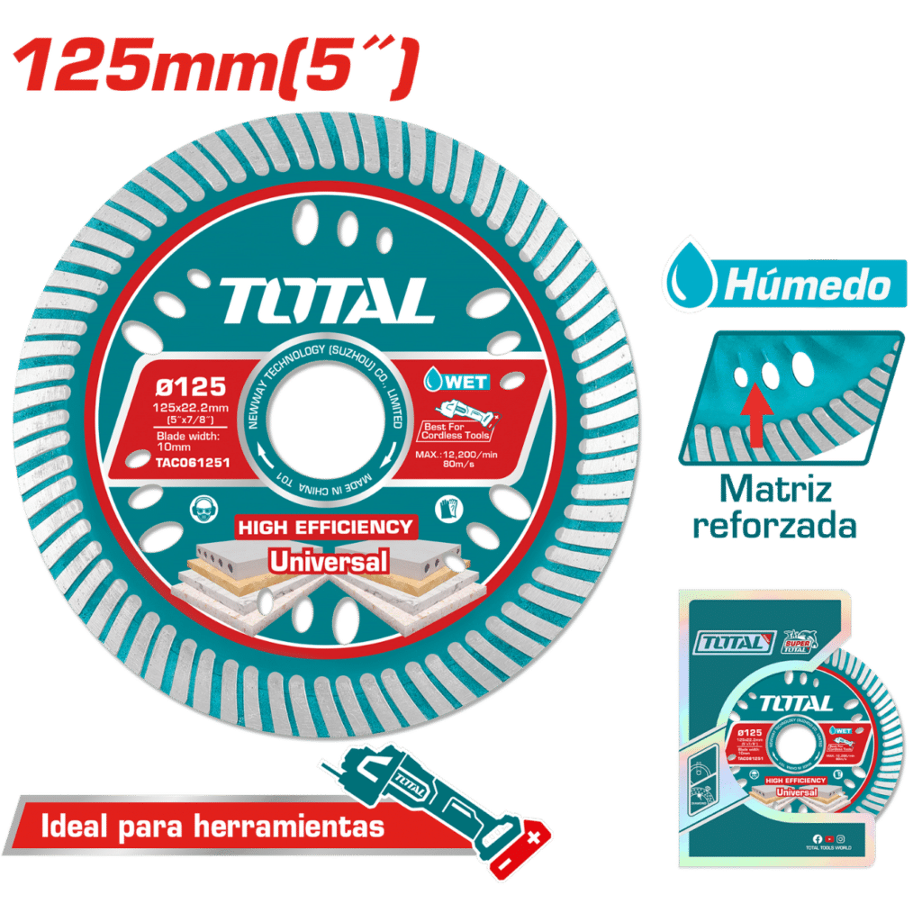 DISCO DIAMANTADO ULTRA-DELGADO 1.6MM 125MMX22.2MM 75CR1 HOJA:10MM INDU – TAC061251