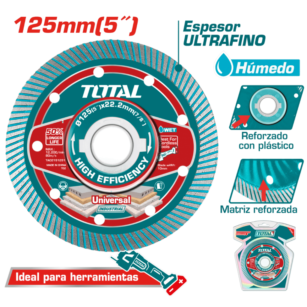 DISCO DIAMANTADO ULTRA DELGADO MF 1.5MM 125MMX22.2MM 75CR1 INDUSTRIAL – TAC2151251