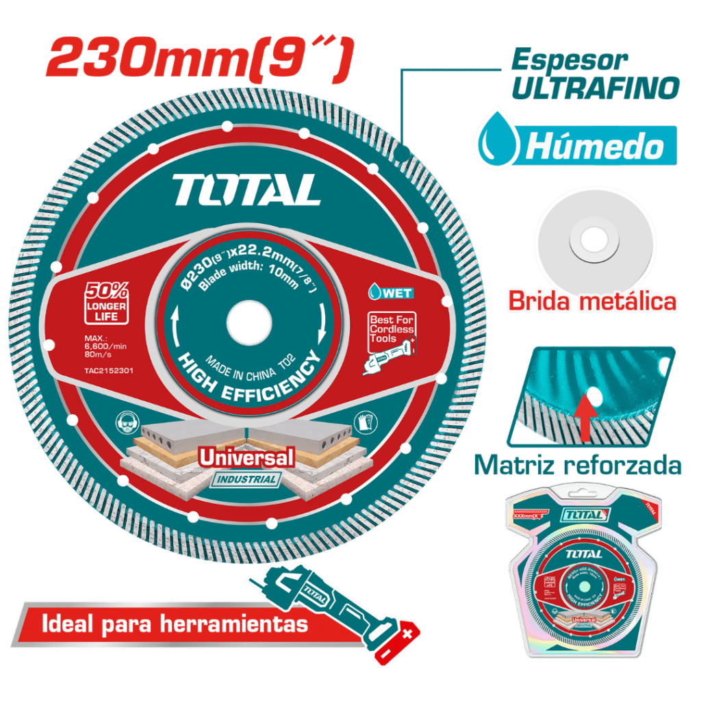 DISCO DIAMANTADO ULTRA-DELGADO MF 1.6MM 230MMX22.2MM 75CR1 INDUSTRIAL – TAC2152301