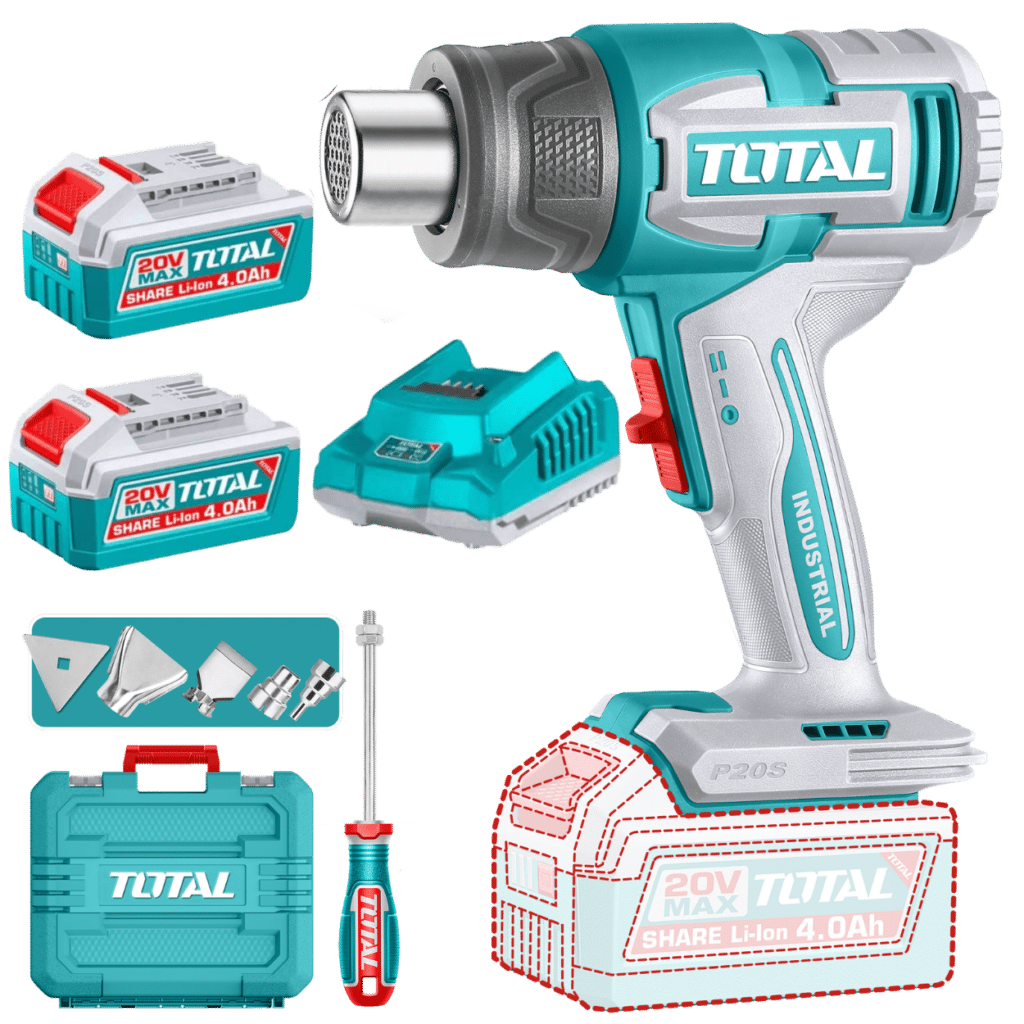 PISTOLA CALOR 20V 30-580C 100/200 L/MIN 2X4.0AH +ACC MALETIN INDUS – TBLI20085