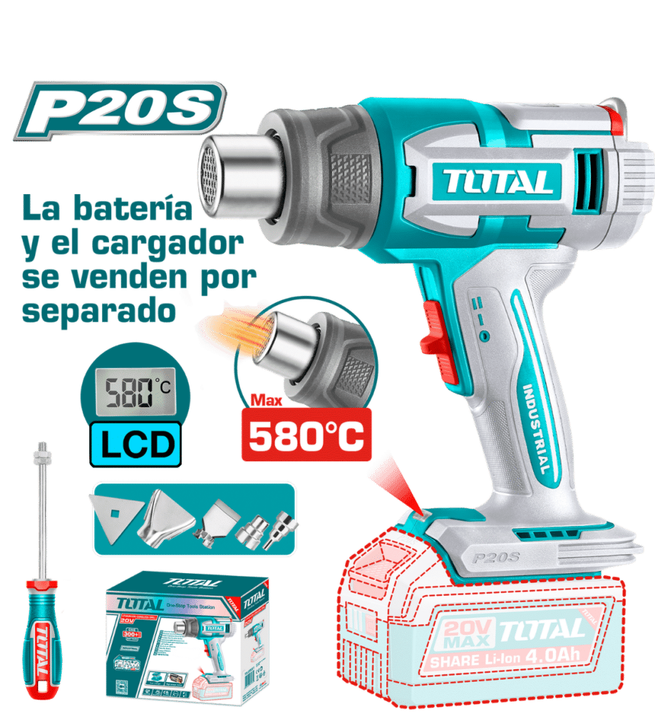 PISTOLA CALOR 20V 30-580C LCD 100/200 L/MIN +ACC INDUSTRIAL – TBLI2058