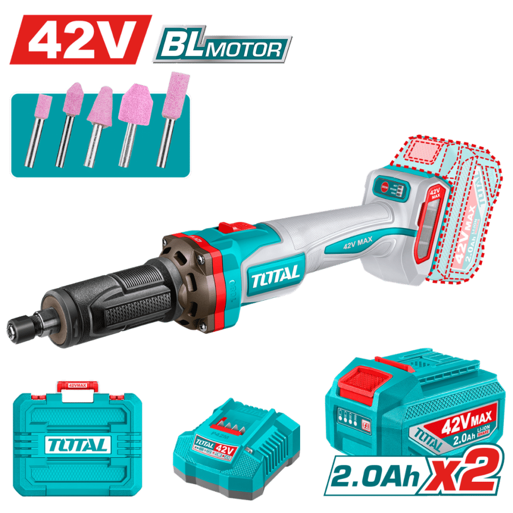 RECTIFICADORA 42V BL 10000-30000RPM COL: 6MM 1/4» 2X2.0AH + ACC Y MA – TDGLI42012