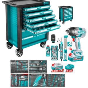CARRO PORTAHERRAMIENTAS 7 CAJONES + HERRAMIENTAS + LLAVE IMPACTO 20V 850NM 396P - THPTCS83962